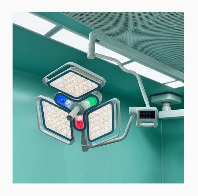 مصباح التشغيل بدون ظل LED ذو القبة المزدوجة المثبت على السقف لمعدات غرفة العمليات الجراحية